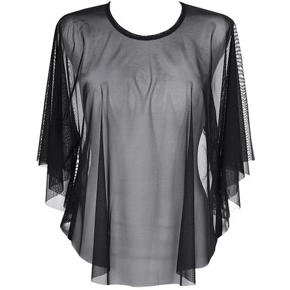 Clubwear Bluse in Schwarz aus weichem Tüll V-9160 transparent von Axami Dessous Shirts & Tops Reizwäsche